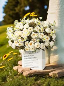 1 pezzo profumo di rose artificiali, composizione di fiori di seta con eucalipto per matrimoni, decorazione per casa, ufficio, il miglior regalo per decorazione di matrimoni, decorazione domestica, decorazione della stanza