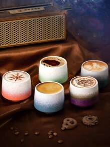 1pc 180ml Ceramic Kiln-Fired Reactive Glaze Coffee Mug, Suitable For Afternoon Tea, Coffee, Office Water Cup, Home Milk Cup, Oatmeal Cup, Mousse Cup, Ice Cream Cup, Office Guest Tea Cup, Ceramic Cup, Latte Art Cup, Espresso Cup