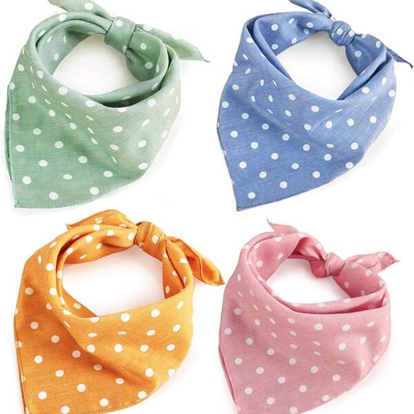 Spring Dog Headscarf Cat Birthday Cute Soft Cotton Dog Scarf Washable Daily Handkerchief Pink Green Blue Orange Comfortable Gift, Adjustable Accessories Suitable For Small, Medium And Large Pets