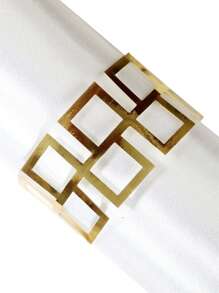100/50pcs Creative Disposable 3D Square Round Napkin Ring, Party Decoration Napkin Ring Buckle, Gold Laser Cutting Pattern, Paper Imitation Metal Napkin Buckle, Suitable For Dinner, Wedding And Party, Kitchen Desktop Textile Supplies