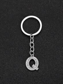 1 pieza Llavero elegante y de moda con la forma de la letra del alfabeto inglés en miniatura, incrustado con cristales de rhinestones transparentes, adecuado para hombres y mujeres, llaves de carro, decoración de bolsos y regalo