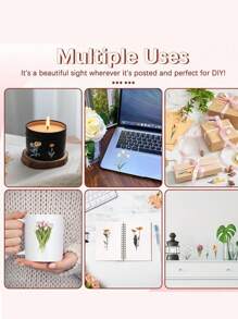 40 Pcs/PackPet Stickers For Scrapbooking Kit Beautiful Tulip Flower Aesthetic Paper Diary Planner Junk Bullet Journaling Decorative Supplies