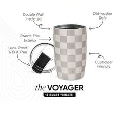 Taza de Café para Viajes con Tapa Abatible |   Taza de Café Helado de Acero Inoxidable Aislada |   Regalos para Mujeres & Hombres |   Voyager Colección |   350 ml. |   Niebla de lavanda FYQA - Patrón: Jaque mate - Ver 2