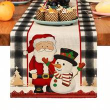 1 pieza Camino de mesa con estampado de hojas con diseño navideño, adecuado para vacaciones, fiestas, cumpleaños, cenas, decoración de cocina, comedor, decoración del hogar para todas las temporadas - Multicolor - Ver 18