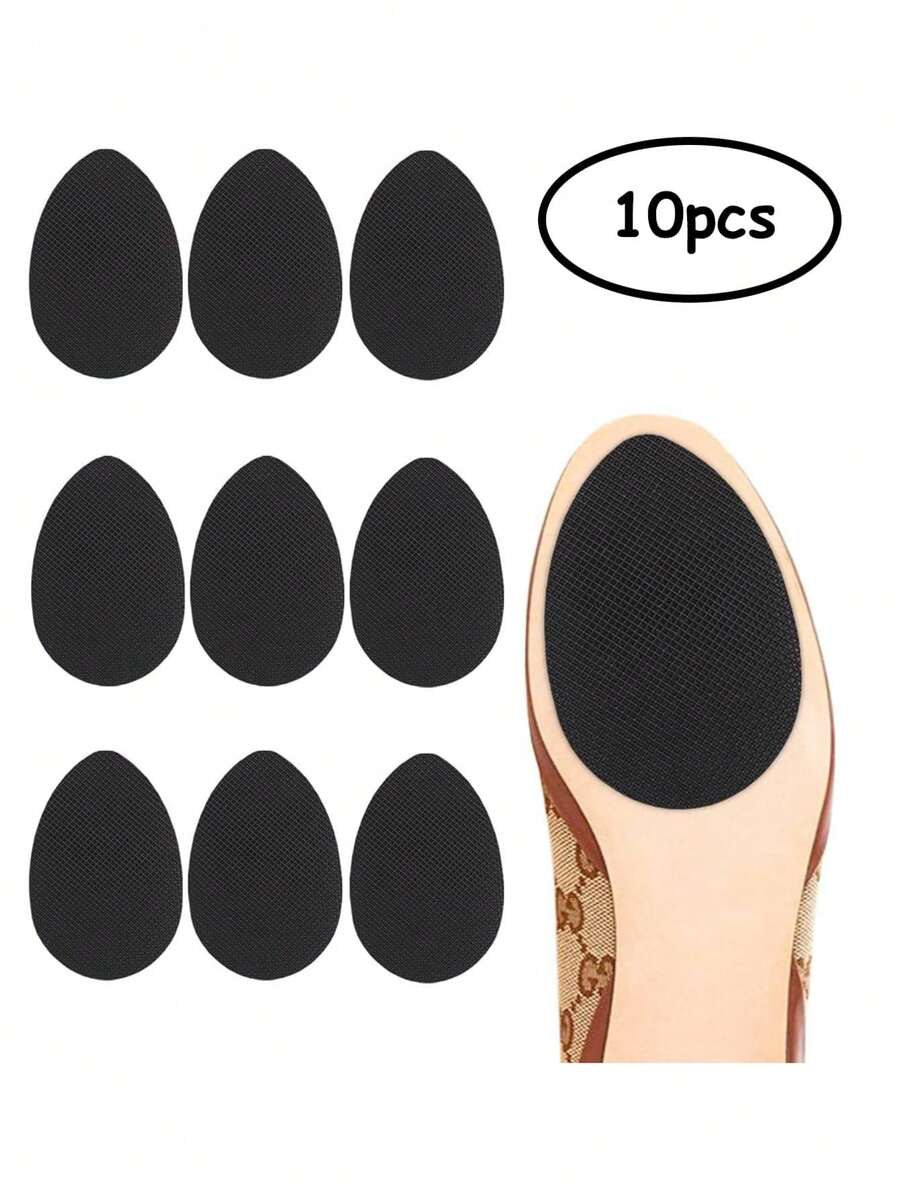 10 piezas de pegatinas antidesgaste para suelas, almohadillas de goma autoadhesivas para tacones altos, sin necesidad de cortar para antideslizantes negras con aislamiento acústico, cinturones, accesorios para zapatos y botas, útiles escolares