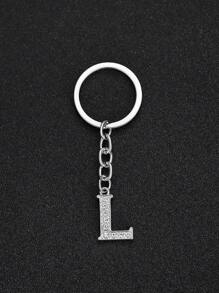 1 pieza Llavero elegante y de moda con la forma de la letra del alfabeto inglés en miniatura, incrustado con cristales de rhinestones transparentes, adecuado para hombres y mujeres, llaves de carro, decoración de bolsos y regalo