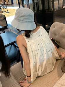 Polka Dots Loose Babydoll Camisole Tank Top For Women, Versatile And Age-Reducing - Apricot - View 2