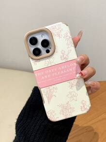Einfache 2-in-1 Imitatledertasche mit vintage Blumen-Ausschnitt Anti-Sturz Handyhülle für Apple