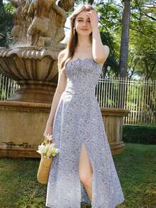 Women's Ditsy Floral Simple Strap Casual Dress