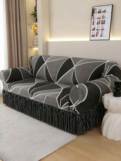 1 件套沙发套带裙边，防滑防尘沙发套，适合所有季节，家具保护套，适用于卧室、办公室、客厅、家居装饰