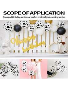 10/20/30pcs Cow Printed Balloons, 12 Inch Funny Farm Animal Latex Balloons, Suitable For Yard Farmhouse Birthday Party Cowgirl Party Decoration - Multicolor - View 5