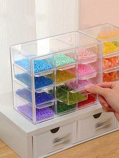 1pc Transparent Jewellery Storage Box With Drawer Multi-Compartment Divider Storage Box, Cosmetic Storage Categorized Storage Small Box, Dresser Desktop Storage Box, Multifunctional Storage For Necklaces, Earrings, Bracelets, Cosmetic, Home Office Supplies And Miscellaneous Storage Box. For Women Storage Organizer Travel Essentials Back To School Dormitory Storage Fall Decor, Room Decor