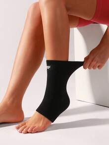 JINGBA SUPPORT 1pc Elastic Breathable Ankle Support Sleeve, Unisex, Minimalist Design, Suitable For Running, Basketball, Yoga And Daily Wear - Black - View 3