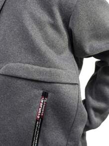 1 pezzo Giacca con cappuccio e chiusura lampo da uomo con tasche, felpa foderata in pile spessa, giacca casual sportiva da esterno adatta per escursionismo, jogging, attività sportive