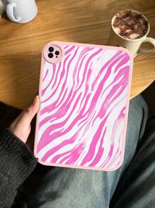 1 Peça Capa Protetora à prova de queda para Tablet em Estilo Minimalista com Listras de Zebra Rosa, Adequada para MatePad 10.4" e IPad 10.2", com Couro Anti-Queda Giratório de 360 Graus e Espessura