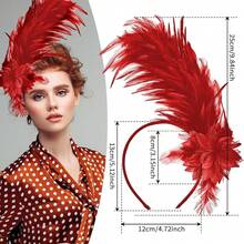 S.Women's 1920s Fascinator Headband, Fascinators Hat Women Tea Party Flower Headpiece Gatsby Derby Hat - Red - View 2