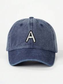 1pc Unisex Outdoor 26 Letter Embroidered Washed Adjustable Baseball Cap, Sun Protection Casual Hat Suitable For Spring, Autumn, Travel, Beach, Vacation, Youth Y2K Style - Navy - View 40