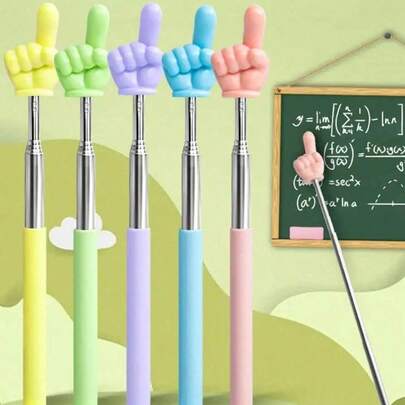 1支/5支装可伸缩不锈钢阅读指示棒，教学指示棒，指挥棒，适用于教师、家长、办公室、学校、绘画、荧光笔、文具、学习用品、家庭教育（颜色随机）