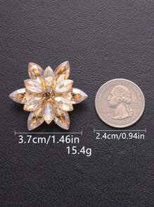 2 pièces/set Boutons de mode polyvalents en métal de grande taille avec strass multicolores en verre à forme de fleur. Convient pour manteau en fourrure, pull, décoration d'uniforme, bouquet DIY, chapeau, sac, accessoires de boîte à bijoux
