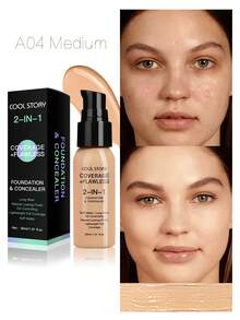 coolstory 30毫升控油遮瑕膏，持久妆效，1支装，全效遮瑕，防水粉底，提亮肤色，遮盖黑眼圈，哑光妆效，BB霜，气垫BB霜，CC霜，自然遮瑕，防晒，持久妆效，色彩校正，保湿控油，防水哑光遮瑕粉底，理想礼物