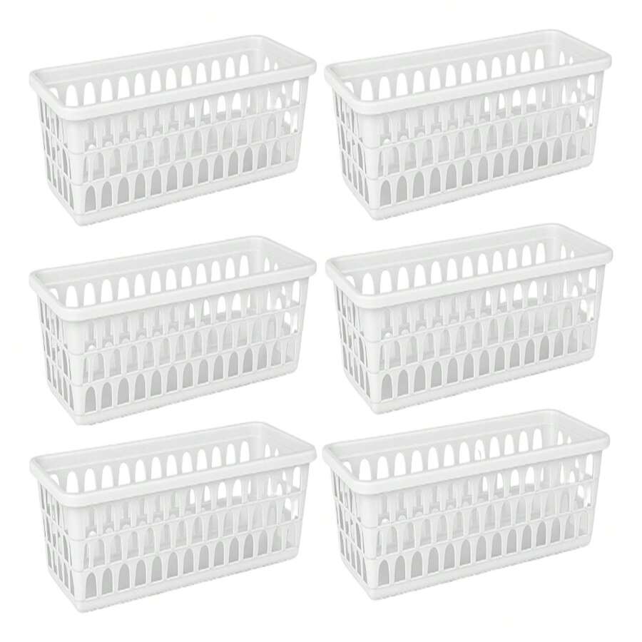 Kit With 06 Multipurpose Laundry Organizer Baskets Black 28x12x6 - 白色 - 查看 1