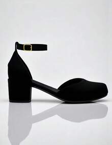 Comfortable Women's Sandals With Medium Thick Heel, Animal Print And Closed Design, Elegant Fashion - Black - View 4