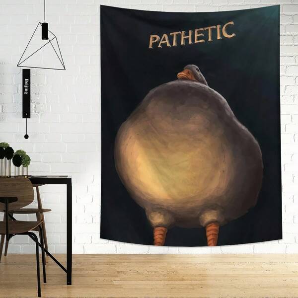 1pc Abstract Duck Print Tapestry, Polyester Wall Hanging Decor For Living Room, Bedroom, Office, Party Decoration, Rectangular Kitchen Wall Hanging With Drapes, Includes 3 Wall Nails And 2 Clips