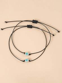 1pc Heart Luminous Retro Bracelet, Boy And Girl Multi-Color Luminous Friendship Bracelet Set, Graduation Season Gift, Back To School Season Birthday Gift Jewelry Set