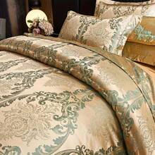 3pcs Jacquard Quilt Cover Set(1 Duvet Cover And 2 Pillowcases, Without Core), Soft And Silky Quilt Cover Set|Duvet Cover Set,Noble Print Pattern Style,Suitable For Four Seasons Bedroom And Guest Room Beding Set