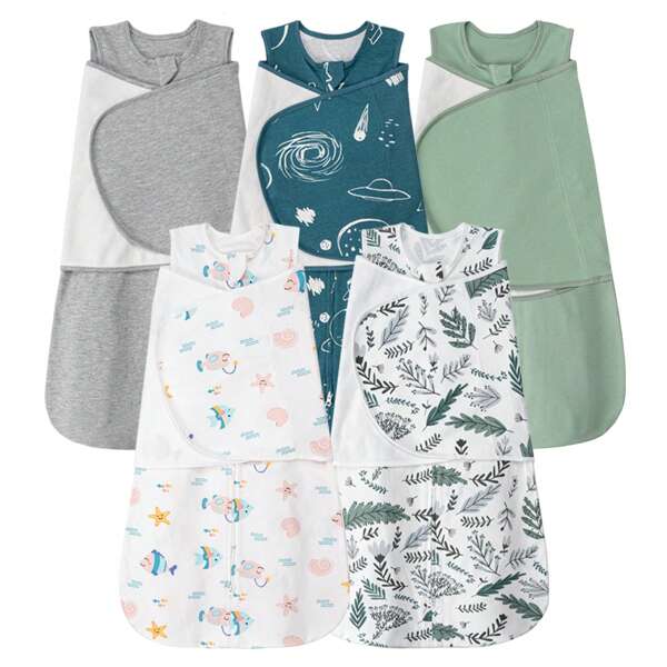 1PC Silent Hook And Loop Transition Swaddle 3-Way Adjustable Baby Wearable Blanket Love Valentine
