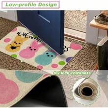Easter Bunny Doormat Rug Rabbit Welcome Polka Dot Outdoor Outside Doormat Mat Non Slip Rubber Backing Entrance Holiday Indoor Front Kitchen Decoration 14 X 26 Inch Floor Mat Doormat Shedding Doormat