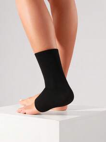 JINGBA SUPPORT 1pc Elastic Breathable Ankle Support Sleeve, Unisex, Minimalist Design, Suitable For Running, Basketball, Yoga And Daily Wear - Black - View 5