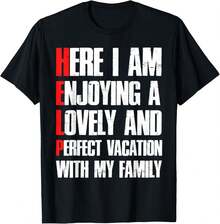 Ayúdame, estoy de vacaciones en familia - Camiseta de Humor Sarcástico - Negro - Ver 1