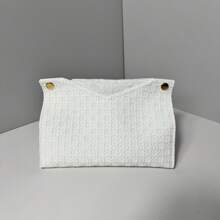 1pc Conjunto de porta-toalhas de rosto com padrão de tecido em relevo de cor sólida, suporte de tecido composto grosso para mesa, suporte para lenços de papel para escritório, sala de jantar, bar, sala de estar ou quarto