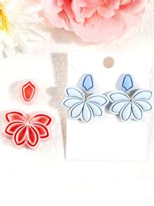 2 Stücke Frühlingsblumen-Ausstecher aus Polymer Clay, Boho Florale Ausstecher aus Polymer Clay für die Schmuckherstellung aus Polymer Clay, 3D-gedruckte Tonausstecher, Schmuckherstellungs-Werkzeug-Kits, Cut Out