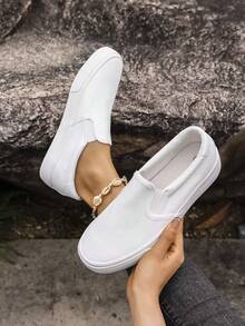 Giày vải phong cách đôi, giày lười, giày đi bộ - Trắng tinh khiết - Xem 1