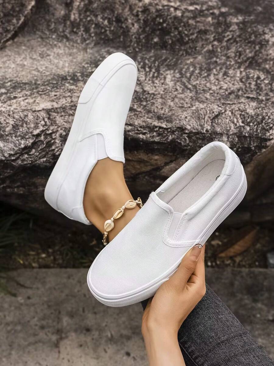 Giày vải phong cách đôi, giày lười, giày đi bộ - Trắng tinh khiết - Xem 1