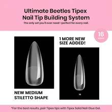Beetles Tipex Gel Nail Kit With 224Pcs 16Sizes Medium Coffin Apex Nail Tips C Curved , Pre-Building Acrylic Nails With Tipex Nail Glue,Mini Nail Lamp, Nail File For DIY Nails Or Salon Use - 0C-stiletto Medium 224pcs (Tipex Nail Kit) - View 9