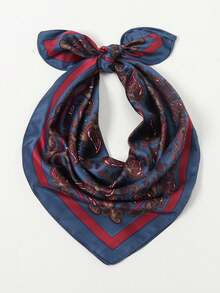 1pc Simple Printed 55cm Square Scarf, New Style Spring Bandana, Fashion Headband, Waist Decor, Hair Tie For Women - Burgundy - View 4