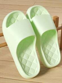 Summer Women's Solid Color Slippers, Casual Open Toe EVA Bathroom Non-Slip Odor Resistant Soft Sole Sandals, Comfortable Indoor Home Bathroom Slippers, Couples Design
