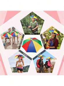 1pc Colorful Umbrella Hat, Hands-Free Foldable Top Umbrella Hat For Outdoor Sun Protection, Suitable For Fishing, Hiking, Camping, Biking, Beach, And Commuting. High-Quality Sun And Rain Protection, Lightweight And Portable Outdoor Accessory, Vivid Colors, Weather-Resistant Headwear. (Color And Style Random)