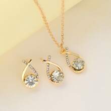 3pcs Minimalist Elegant Heart Cross Earrings And Necklace Jewelry Set, Gift Idea For Women, Suitable For Vacation, Dates, Parties