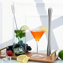 Cocktail Muddler 11.2 Inch And Bar Spoon 11.6 Inch Extended Muddler Set Stainl Steel Home Bar Tool For Making Delicious Cocktails Drinks Juice