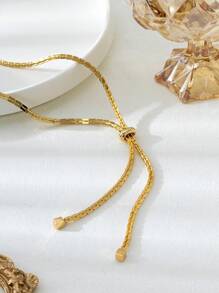 1pc Women's Adjustable Drawstring Snake Bone Design Necklace, Minimalist Fashionable Elevated Look Accessory, Suitable For Parties, Gatherings, Daily Wear, Holiday Gift