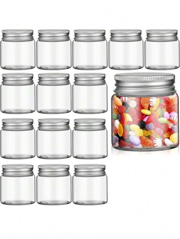 6/4/2pcs/2OZ Mini Mason Cans, Wide-Mouthed Transparent Glass Cans With Silver Aluminum LIDS, Excellent Sealing Mason Cans, Suitable For Juice Storage, Spices, Jams, Honey, Jelly, Mini And Compact, Convenient To Carry When Going Out, Reusable Filling, Travel Accessories