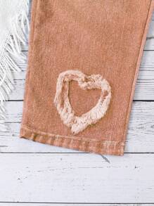 Summer Girls Casual Heart Print Pants (Not Denim Material)