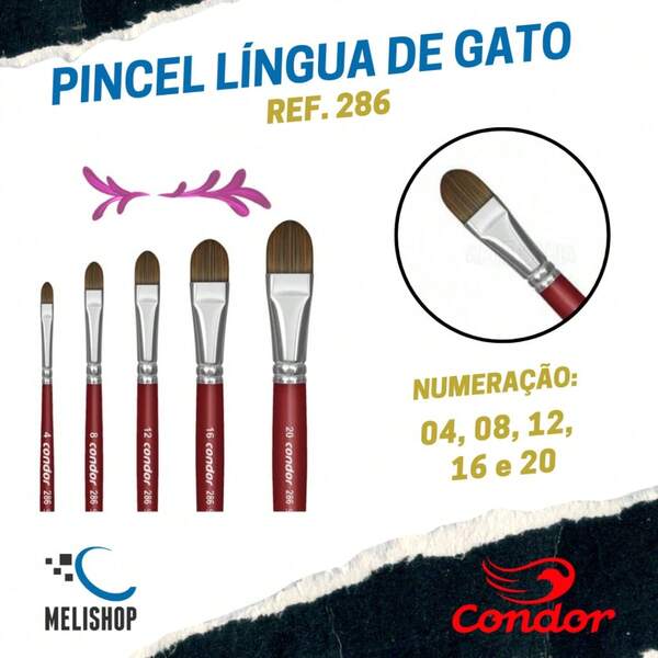 Pincel Artístico Língua de Gato REF. 286 Condor Artesanato Pincel para Pintura