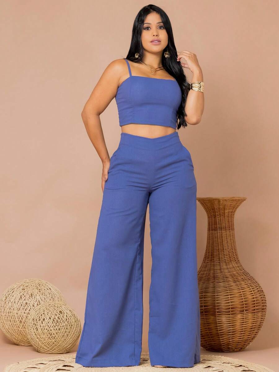 Simple Casual Elegant Pocket Set Women Birthday Party Spring Set - Azul Marino - Ver 1