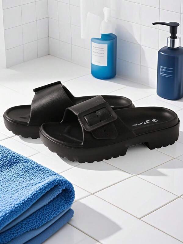 TMA EYES 1 par de chanclas de playa con hebilla de unicolor de mujer, de EVA (Copolímero de etileno y acetato de vinilo) con suela gruesa, antideslizantes para casa/baño, para primavera/verano