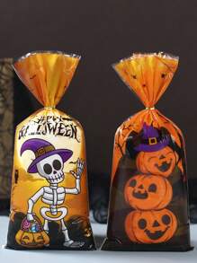 25/50/100 Piezas Bolsa de Caramelos de Halloween, Bolsa de Regalo con Patrón de Fantasma, Calabaza y Calavera, Bolsa de Embalaje de Regalo de Halloween, Bolsa de Obsequios de Fiesta de Halloween, Bolsa para Dulces, Bolsa para Snacks y Galletas, Decoración de Trick or Treat para Halloween, Decoraciones de Fiesta de Halloween, Artículos para Fiestas Navideñas, Decoración de Otoño